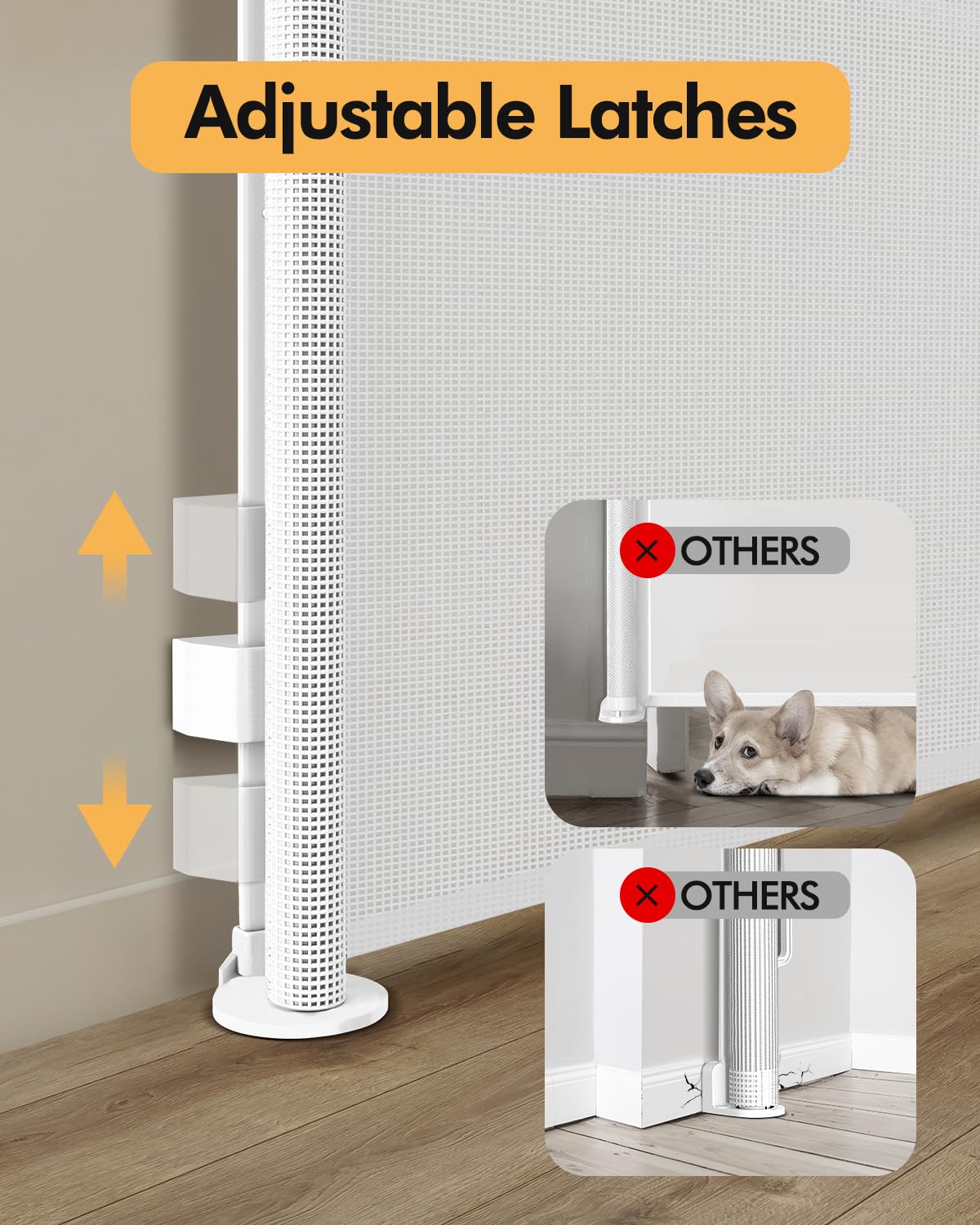 Retractable Baby Gate for Stairs & Doorways, 55" Wide x 33.6" Tall Easy Installation Mesh Dog Gate for Indoor & Outdoor Use,Pet and Dog Safety Gate for Hallways(Grey)