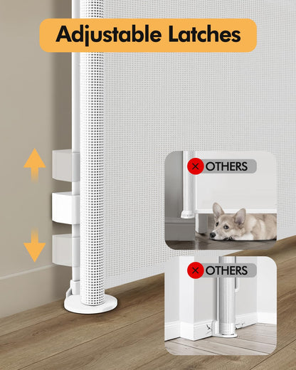 Retractable Baby Gate for Stairs & Doorways, 55" Wide x 33.6" Tall Easy Installation Mesh Dog Gate for Indoor & Outdoor Use,Pet and Dog Safety Gate for Hallways(Grey)