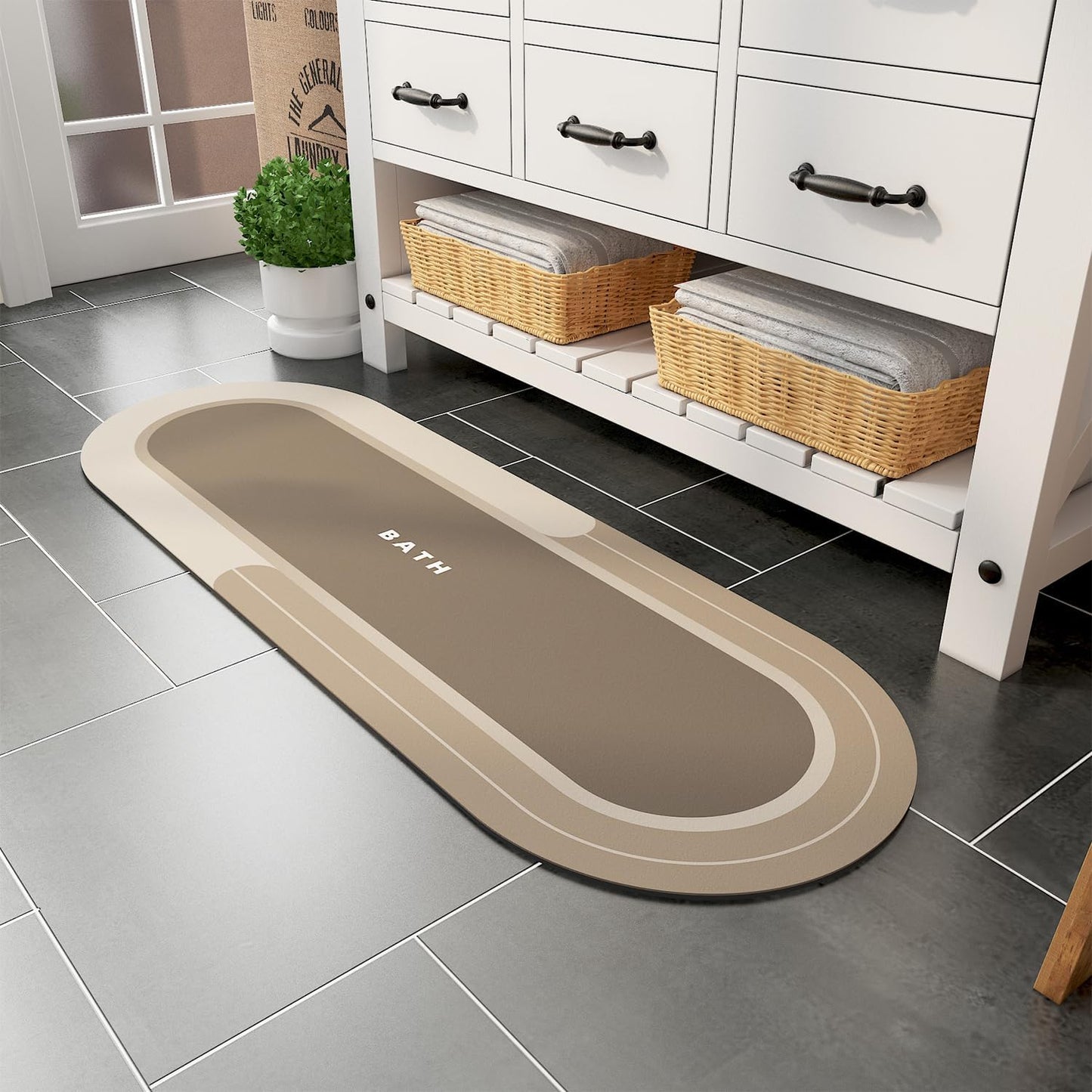 MontVoo Bath Mat - Non Slip, Quick Dry, Stain Resistant Bath Mat Rug for Bathroom Floor - Easy Care Shower Rug for Outside Bathtub - 17"x27" Grey