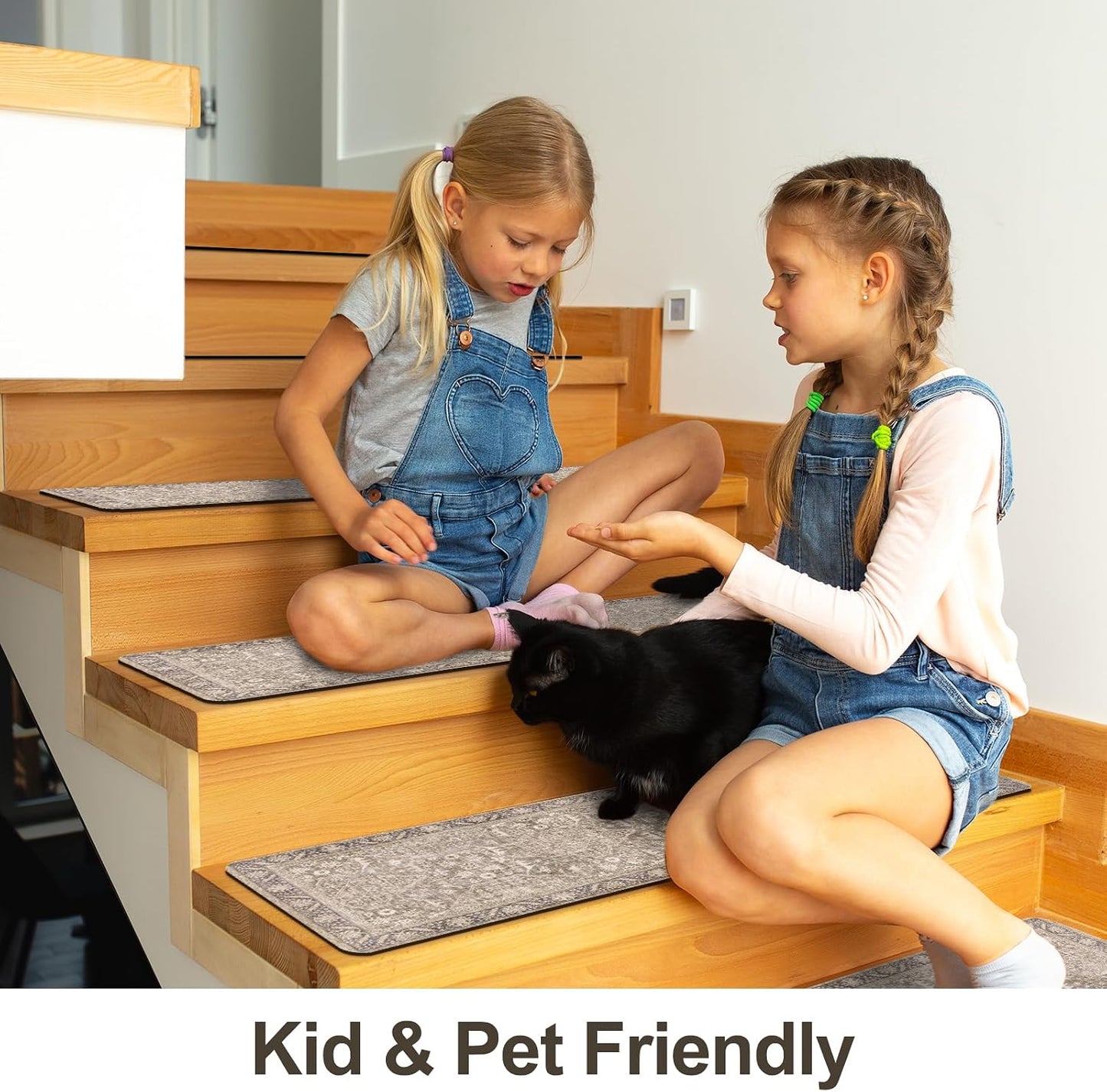 Tiveney Stair Treads Non Slip 15PCS 8"x30" Stair Runner, Rubber Backing Carpet Stair Treads for Wooden Steps, Washable Safety Carpet for Stairs Khaki Indoor Staircase Step Treads for Kids Elder Dogs
