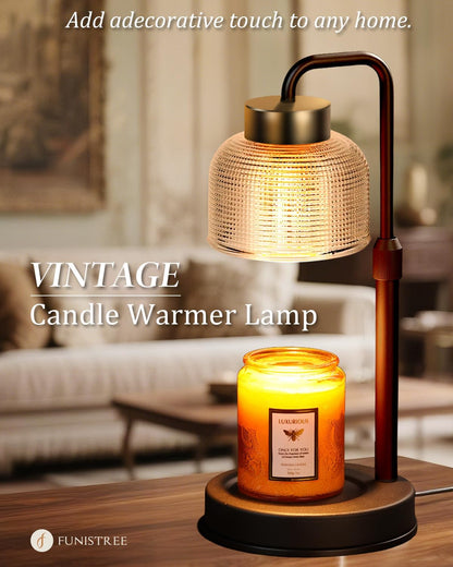 Candle Warmer Lamp Wood with Timer, Dimmable Electric Candle Lamp Warmer for Jar Candles, 2*35 Watt Bulb, Mothers Day Birthday Gifts for Women Men, Decorative Wooden Candle Lamp for Bedroom Home Decor