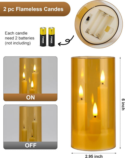 Set of 24 Slim Outdoor LED Candles, Battery Operated Flickering Fake Candles with 10-Key Timers for Patio & Porch Decor, 2.2 Inch Diameter Waterproof Resin Pillars for Large Events & Sconces (White)