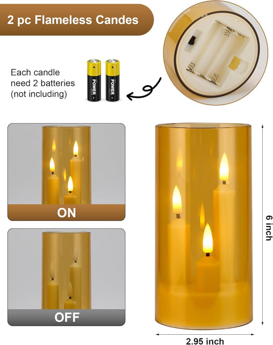 Set of 24 Slim Outdoor LED Candles, Battery Operated Flickering Fake Candles with 10-Key Timers for Patio & Porch Decor, 2.2 Inch Diameter Waterproof Resin Pillars for Large Events & Sconces (White)