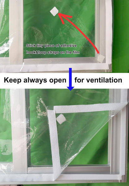 Adjustable Window Insulation Kit 47inX63in(120X160cm) for Winter Keep Cold Out,cuttable Transparent Film 180㎛ Thickness,Easy to Open for Ventilation,Reusable Plastic Window wrap