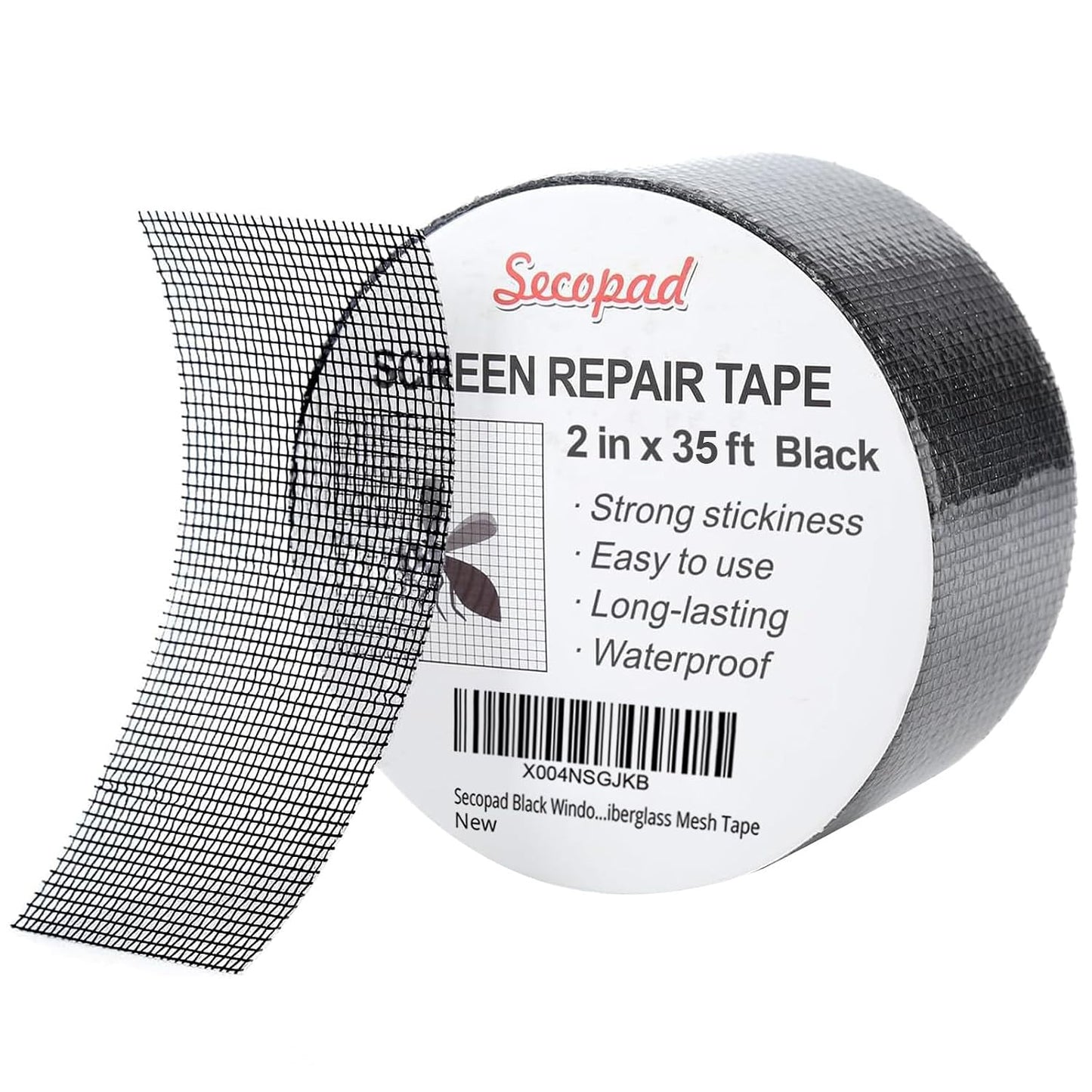 Secopad Grey Window Screen Repair Tape, 2IN X 15FT (180IN) Screen Repair Kit for Windows or Doors, Strong Adhesive Patch Kit Fiberglass Mesh Tape