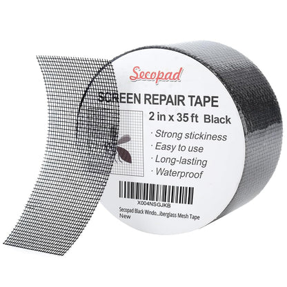 Secopad Grey Window Screen Repair Tape, 2IN X 15FT (180IN) Screen Repair Kit for Windows or Doors, Strong Adhesive Patch Kit Fiberglass Mesh Tape