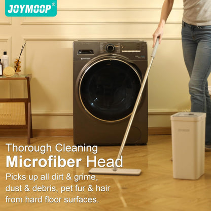 JOYMOOP Mop and Bucket Set, Flat Mops for Floor & Wall Cleaning, Commercial & Household Use, Hardwood Floor Mop with Long Handle & 4 Microfiber Pads
