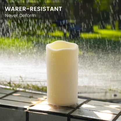 Flameless Flickering Battery Operated Candles D2.2''*H4 5" 6" 7" 8" 9" Set of 9 Ivory Real Wax Pillar LED Candles with 10-Key Remote and Cycling 24 Hours Timer (Ivory)