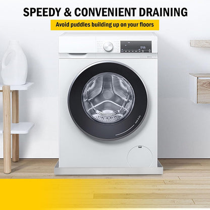 GarveeTech 32 in x 30 in Washing Machine Pan for Washer and Dryer, 304 Stainless Steel Drain Pan, Washer Drip Tray with Drain Hole & Hose Adapte, 4 Pcs Anti-Vibration Washing Machine Feet