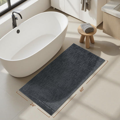 AMOAMI Bath Mat Non Slip Super Absorbent Quick Dry Bath Mats for Bathroom Floor Rubber Backing Washable Bathroom Rugs Modern Woven Jacquard Mat, Beside Tub Bath Rugs, 17" x 24", LightGrey