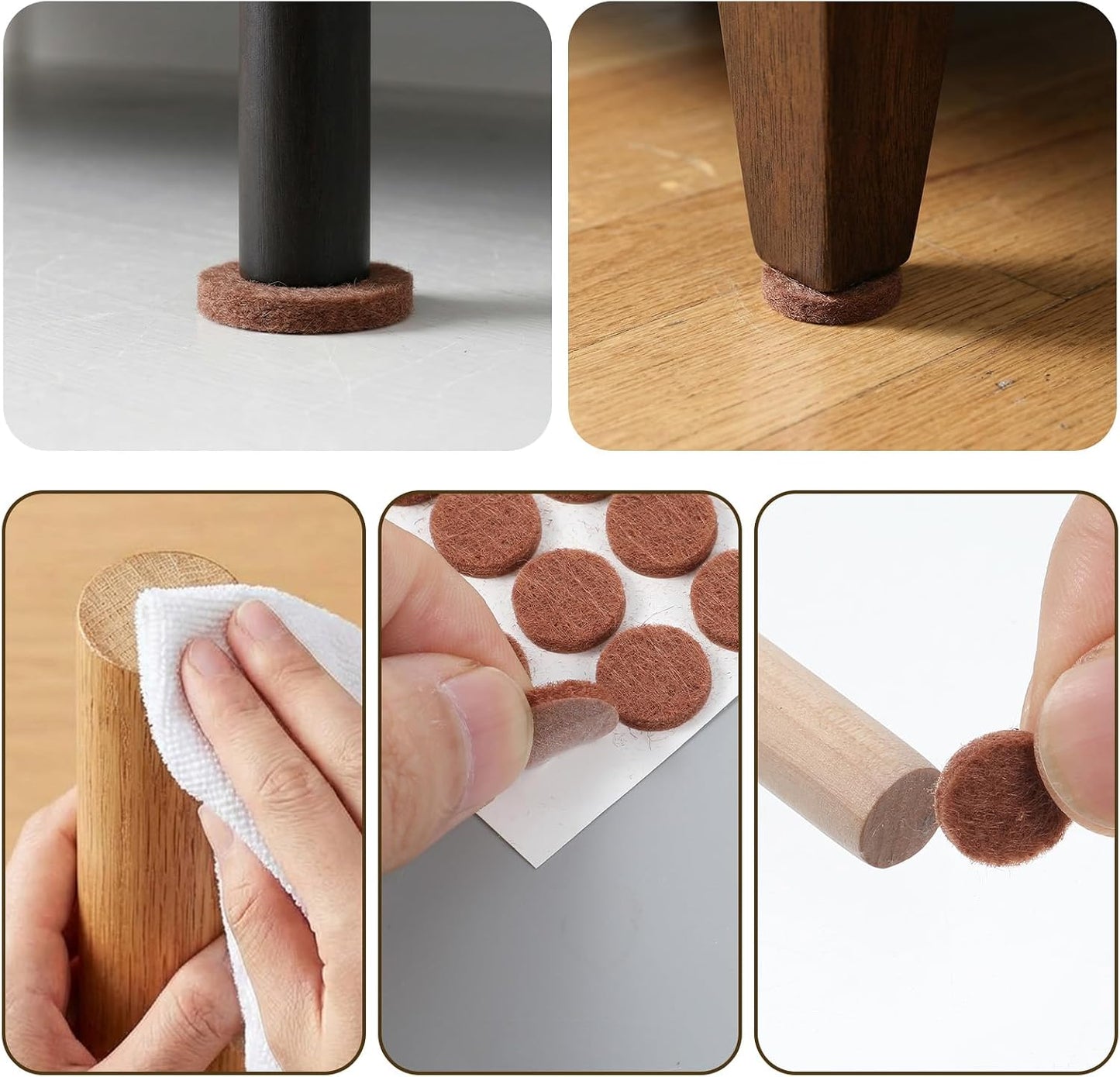 Nogeqi 48Pcs Small Felt Pads for Chairs Table Leg and Doors 1/2 Inches Diameter Small Felt Pads Door Bumpers for Furniture Feet Protect Your Hardwood Floors