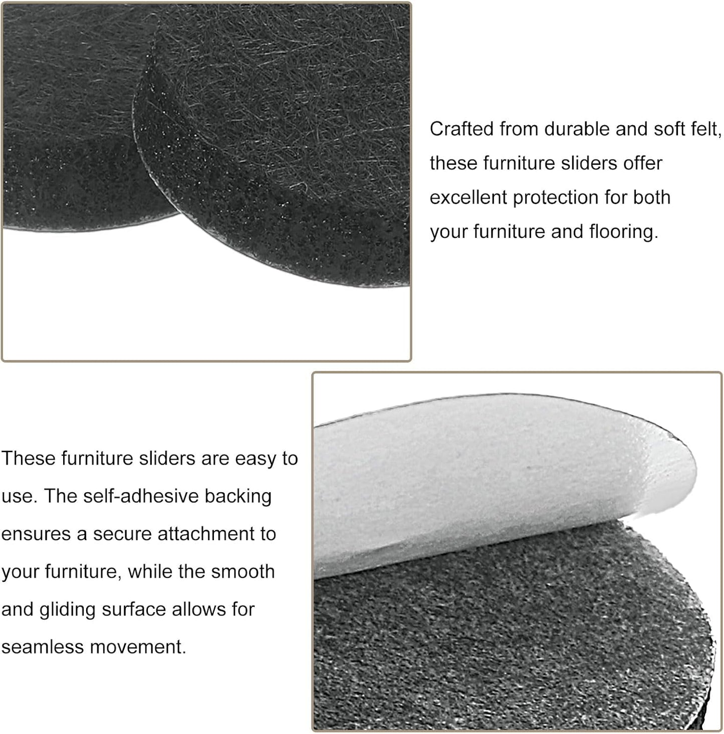 uxcell Furniture Pads, 36Pcs 0.5" - Round Self Adhesive Felt Furniture Pads, Floor Protectors for Furniture Feet Chairs Legs Hardwood Floors (Black)