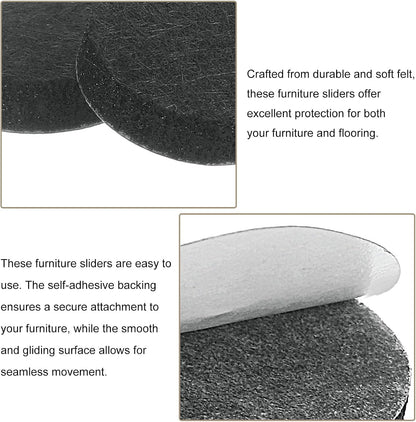 uxcell Furniture Pads, 36Pcs 0.5" - Round Self Adhesive Felt Furniture Pads, Floor Protectors for Furniture Feet Chairs Legs Hardwood Floors (Black)