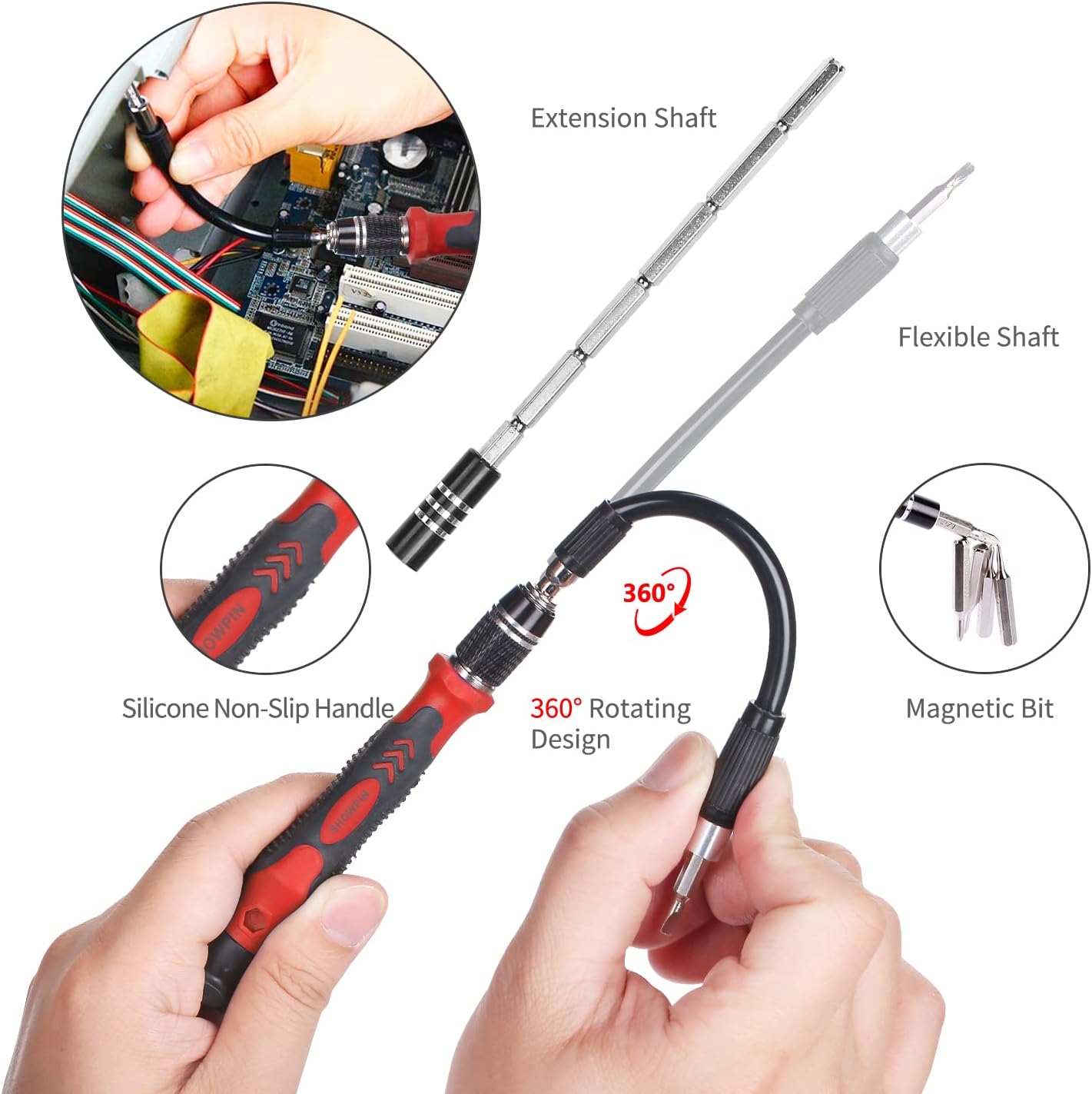 SHOWPIN Precision Computer Screwdriver Kit: 122PCS Laptop Screwdriver Sets | 101 Magnetic Drill Bits, Computer Accessories, Electronics Tool Kit Compatible for Tablet, PC, iPhone, PS4 Repair