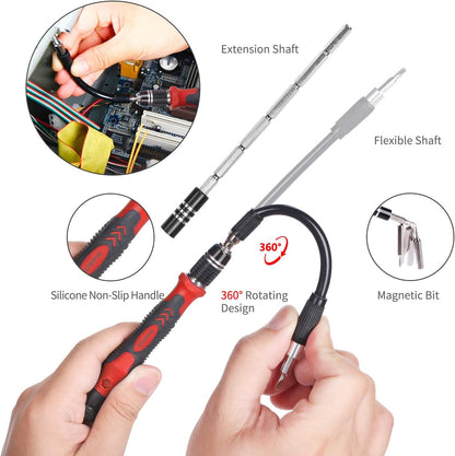 SHOWPIN Precision Computer Screwdriver Kit: 122PCS Laptop Screwdriver Sets | 101 Magnetic Drill Bits, Computer Accessories, Electronics Tool Kit Compatible for Tablet, PC, iPhone, PS4 Repair