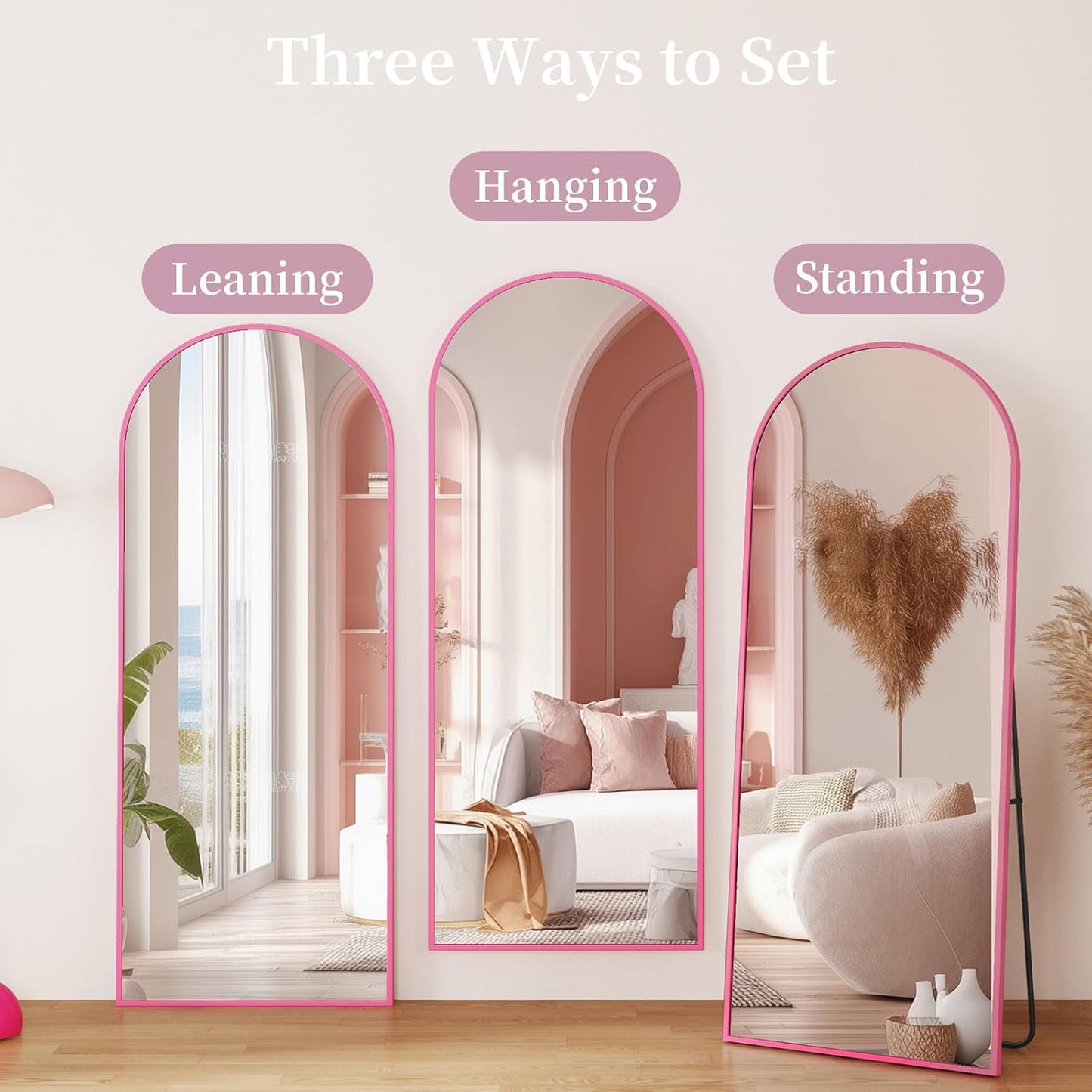 Full Length Mirror with Stand, 71"x28" Arched Full Body Large Stand Up Aluminum Frame Floor Standing Mirror, Freestanding Hanging Leaning Mounted for Bedroom Living Room Entryway Gold