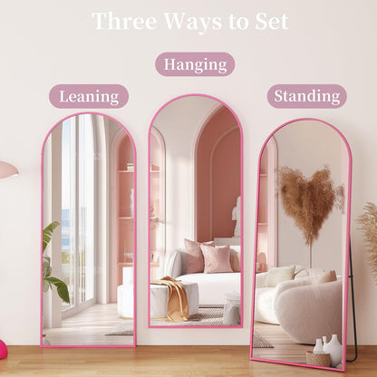 Full Length Mirror with Stand, 71"x28" Arched Full Body Large Stand Up Aluminum Frame Floor Standing Mirror, Freestanding Hanging Leaning Mounted for Bedroom Living Room Entryway Gold