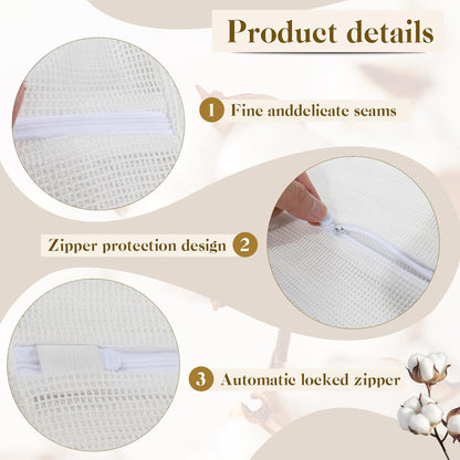 6-Piece Bag, Durable Cotton Mesh Laundry Bag, Sturdy Zipper, Breathable Mesh, Exquisite Laundry Bag for Underwear, Clothes, Pants, Shoes and Socks