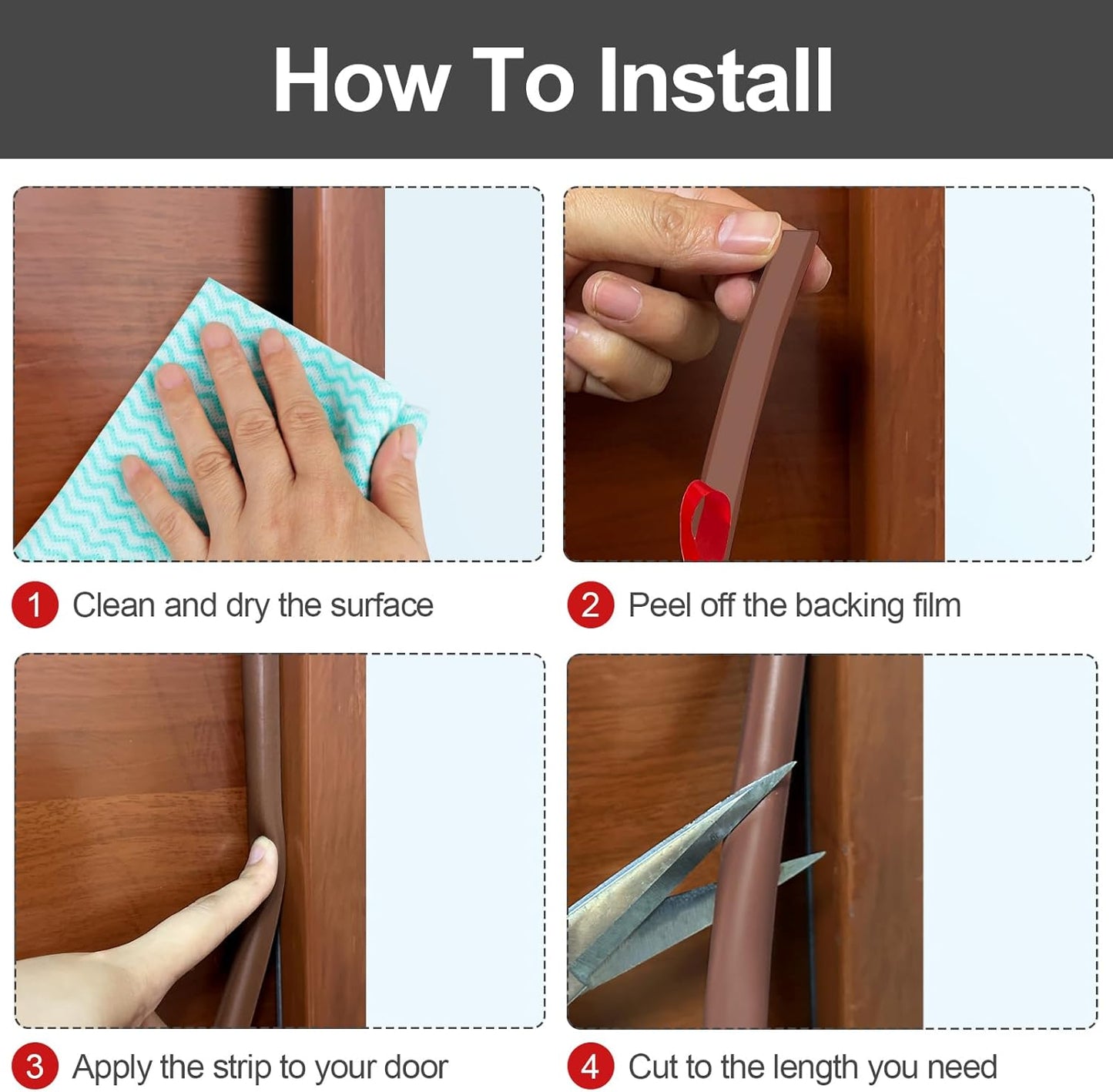 [New Upgrade] 19.7Ft Silicone Door Weather Stripping Door Seal Strip for Doors & Windows, Multi-Layer Soundproof Chamber Design, Self-Adhesive, Seal Large Gaps, Easy to Cut & Install