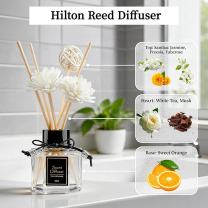 TonJin Reed Diffuser Set of 2 | 1.7 fl oz Natural Home Fragrance with Sticks | Long-Lasting Scented Sticks for Bathroom, Living Room & Bedroom | Non-Toxic Essential Oil Air Freshener Shangri-La