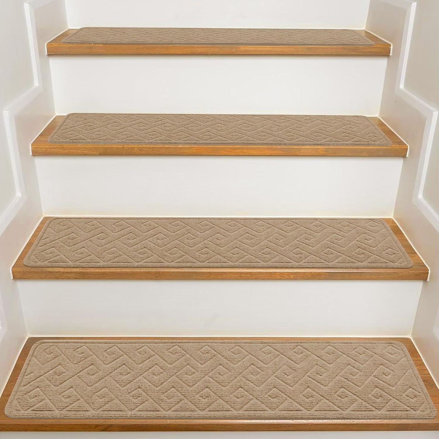 KOOTETA Stair Treads for Wooden Steps Indoor, 15 Pack 8" X 30" Non Slip Carpet Stair Treads with Reusable Adhesive for Kids Elders and Dogs, Surface Polyester TPR Backing Stair Runner Rugs, Dark Grey