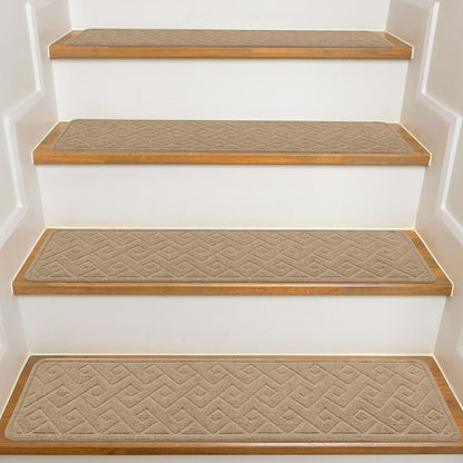 KOOTETA Stair Treads for Wooden Steps Indoor, 15 Pack 8" X 30" Non Slip Carpet Stair Treads with Reusable Adhesive for Kids Elders and Dogs, Surface Polyester TPR Backing Stair Runner Rugs, Dark Grey