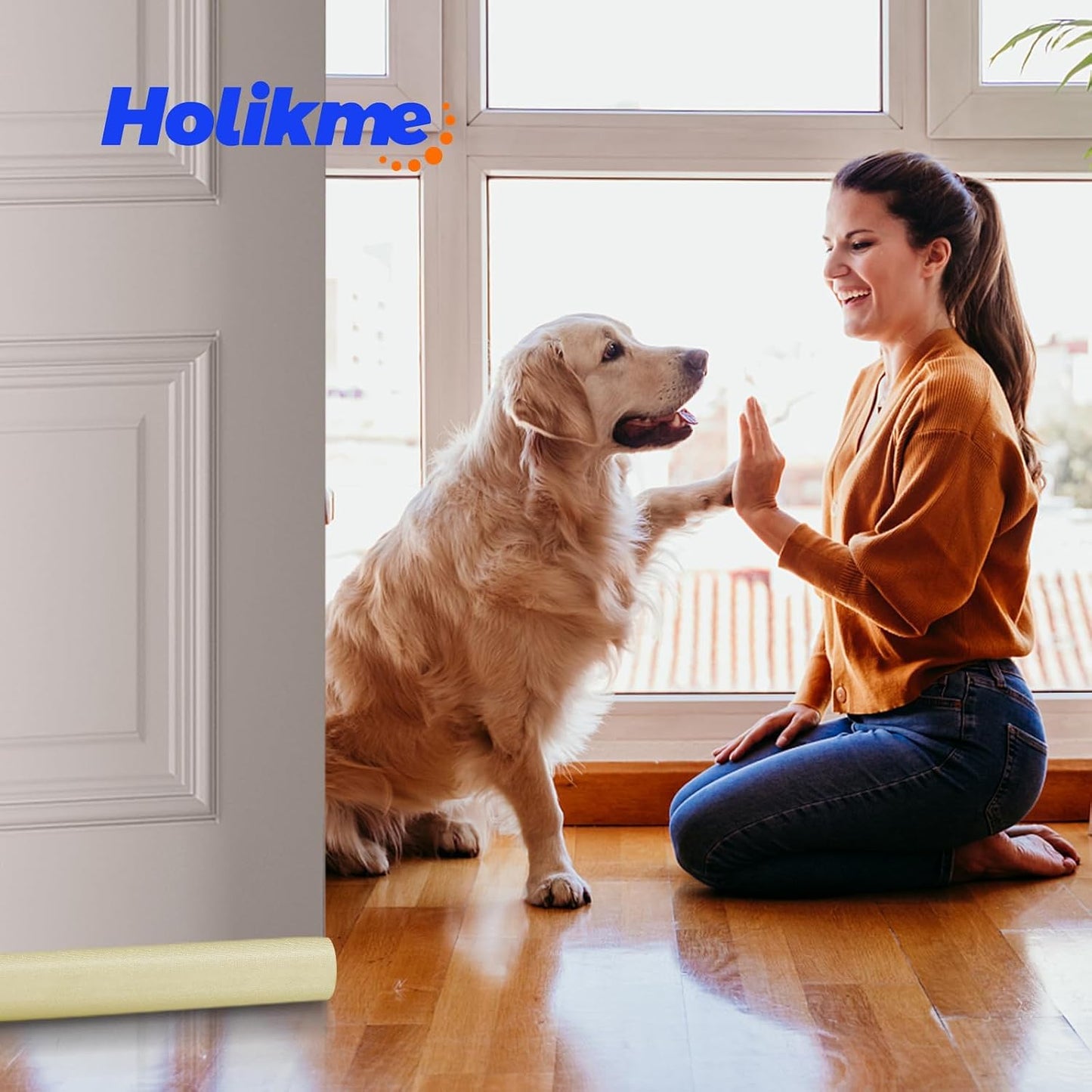 Holikme Door Draft Stopper Door Sweep Weather Stripping Noise Blocker Window Breeze Blocker Adjustable Draft Door Closers, Grey