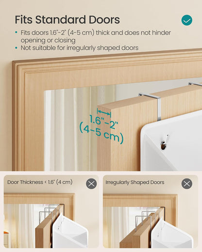 SONGMICS Over-the-Door Organizer, 5-Tier Door Hanging Storage Shelf, Heavy-Duty Closet Hanging Organizer Foldable, Transparent, Pockets, Metal Hooks, Ink Black URDH010BH01