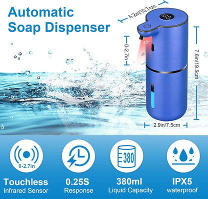 OHIFAST Automatic Foaming Soap Dispenser Touchless, USB Rechargeable Smart Hand Soap Dispenser, 6-Level Adjustable, 12.8oz/380mL Wall Mounted for Bathroom Kitchen Dish Soap-White