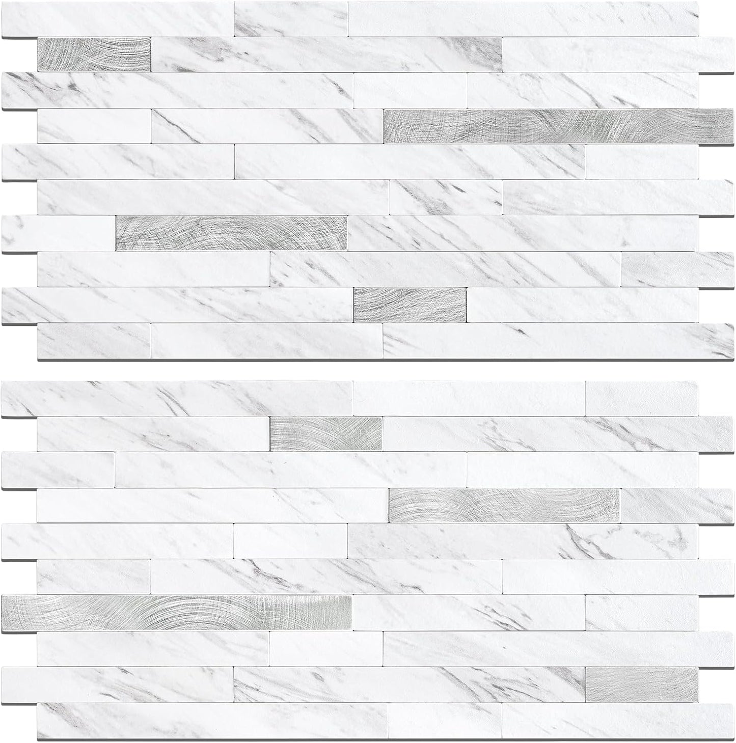 STICKGOO 20 Sheets Peel and Stick Backsplash Tile, Stick on Backsplash for Kitchen and Bathroom, White Sandstone Look PVC Mixed Metal Gold Self Adhesive Wall Tiles