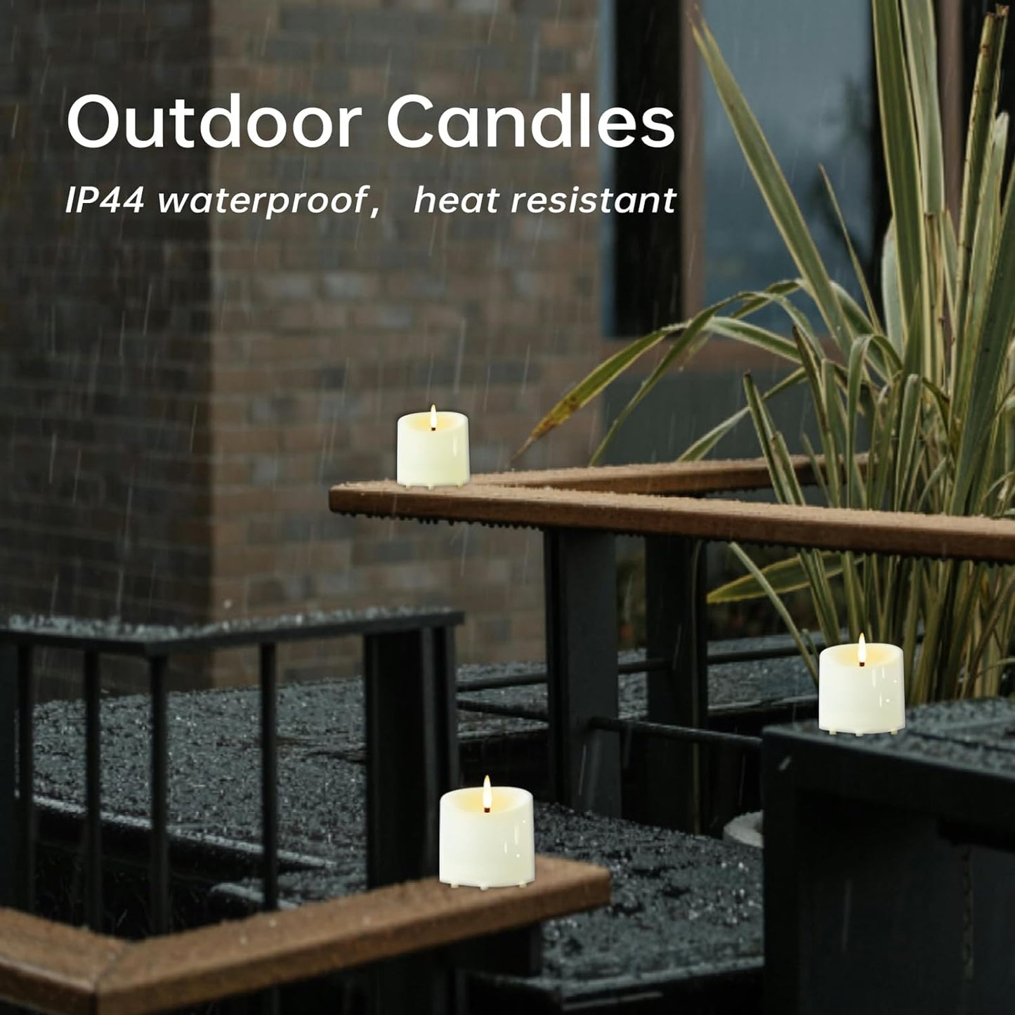 TECHLONG 3"x3" Flickering Flameless Candles Waterproof, Battery Operated Candles with Remote Timer, Last 600 Hours Electric Fake LED Candles for Halloween Christmas Decoration, Ivory White, Set of 6