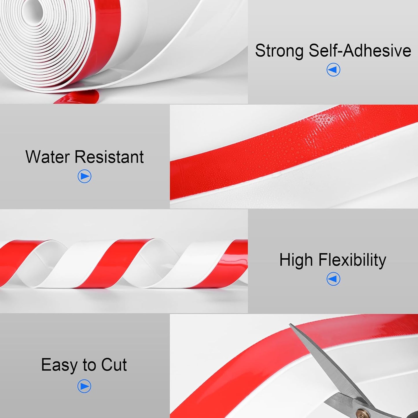 ToLanbbt Weather Stripping Silicone Door Seal Strip 2 in x 20 ft Door Draft Stopper Self Adhesive Door Draft Tape, Side & Bottom Gaps Insulation Strip for Glass Shower Door Sliding Door Window, Black