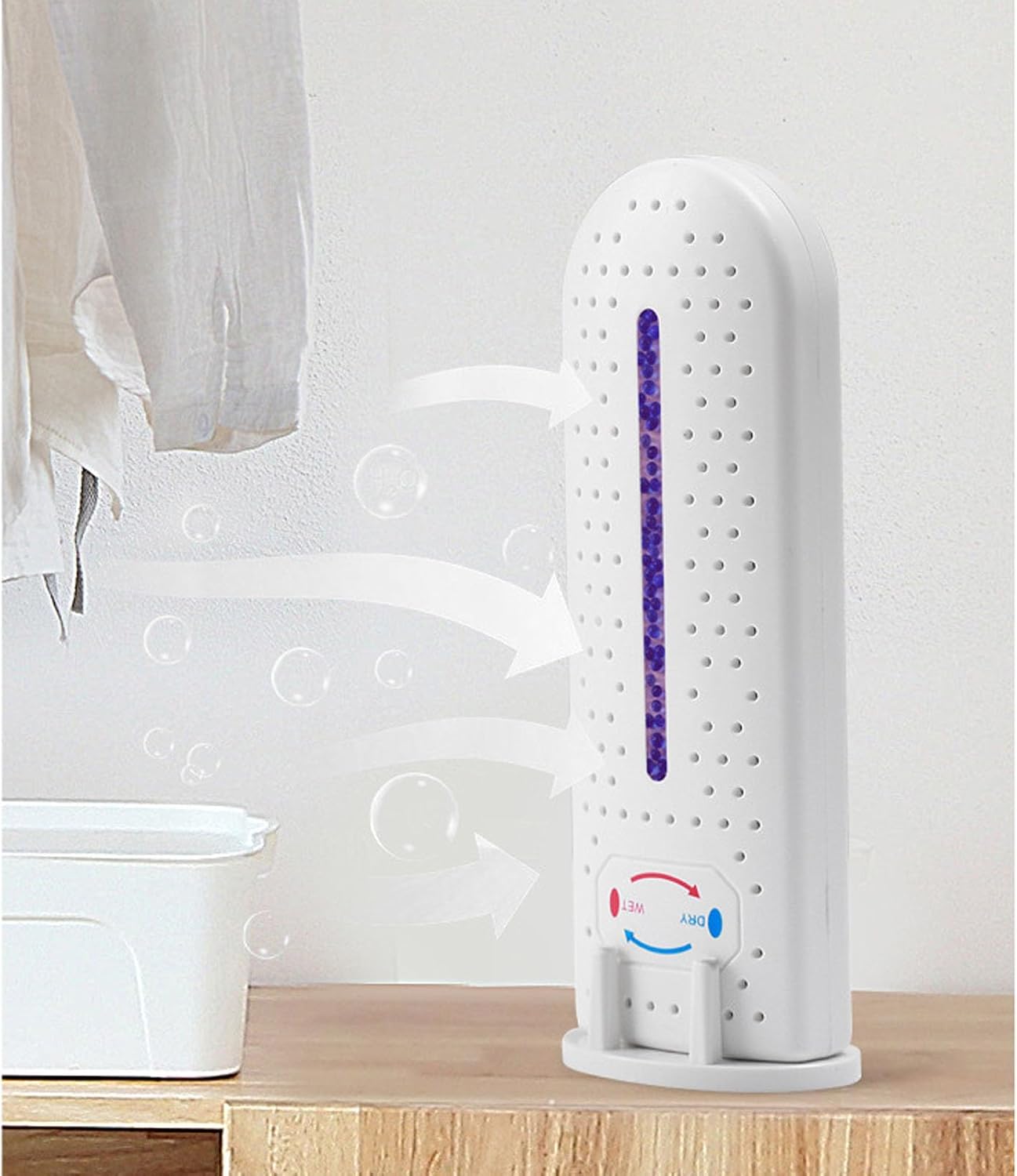 Jiawu Dehumidifier, Rechargeable Cordless Quiet Portable Moisture Absorber, Mini Dehumidifier with Visual Saturation Indicator for Bathroom Closet Wardrobe Car Bedroom
