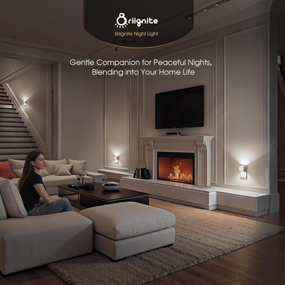 Briignite Night Lights Plug into Wall [2 Pack], White Night Light Dusk to Dawn Sensor Nightlight, Brightness Adjustable 3000K Soft White, Plug in Night Light for Bedroom, Hallway, Stairs, Kitchen