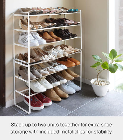 YAMAZAKI Home Frame Adjustable Shoe Rack - Spacesaving Storage Solution, 7" - Steel - Holds Up to 4 Pairs of Shoes Per Shelf