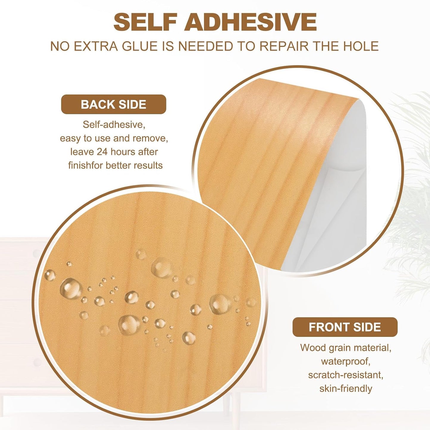 PATIKIL Self Adhesive Wood Grain Repair Tape 33'x 3", Multi-Use Realistic Wood Grain Repair Patch for Furniture Floor Door Table Chair Windows Handicraft DIY, Yellow Teak