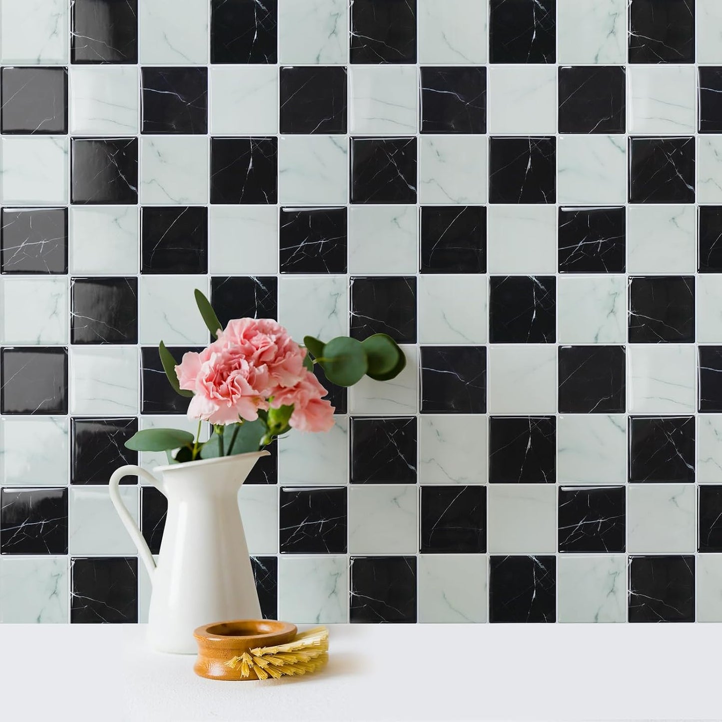 STICKGOO 10 Sheets Peel and Stick Backsplash - 9" x 9" 4D Adhesive Peel and Stick Tile Backsplash for Kitchen&Bathroom
