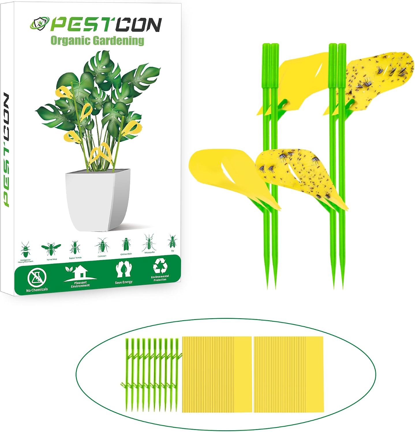 30PCS Fruit Fly Traps for Indoors Gnat Traps for House Indoor Yellow Sticky Traps for Plant Gnats Catcher for Whiteflies Fungus Gnat Mosquitoes Thrips... Stake Holders Included