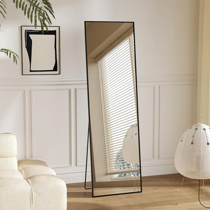 Sweetcrispy 56"x15" Full Length Mirror, Standing Full Body Mirror, Gold | Aluminum Alloy Thin Frame, Floor or Standing, Suitable for Bedroom, Living Room, Cloakroom