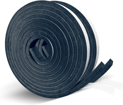 Black Foam Insulation Tape with Self-Adhesive Backing,Closed Cell Foam Weatherstripping 1/2 inch Wide x 3/8 inch Thick,Soundproofing Door Weather Seal Strip for Door and AC Window Seal,High Denisty