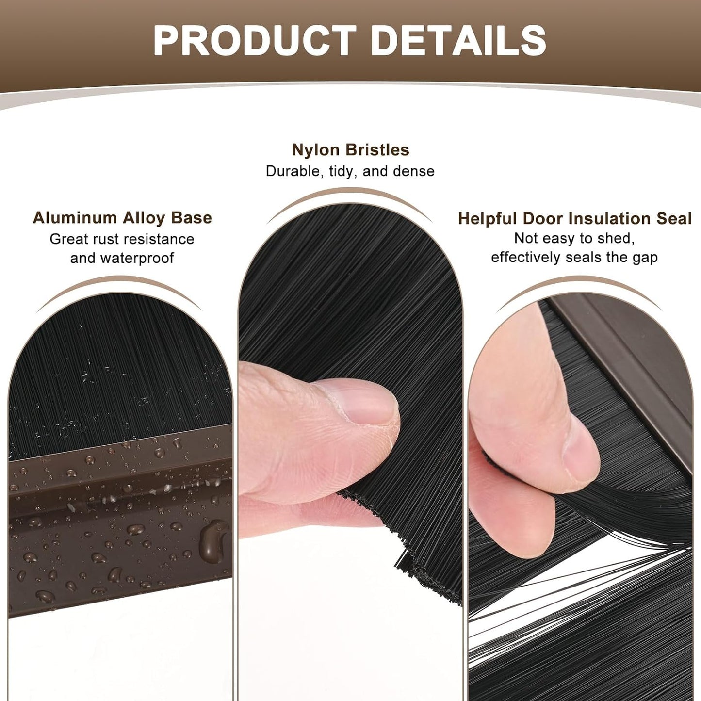 M METERXITY 2Pack Door Sweep - 39" Door Bottom Brush Heavy Duty Seal Draft Stopper Aluminum Base with 50mm Brush, Adhesive/Screw Installation for Interior/Exterior/Garage/Sliding Doors, Black