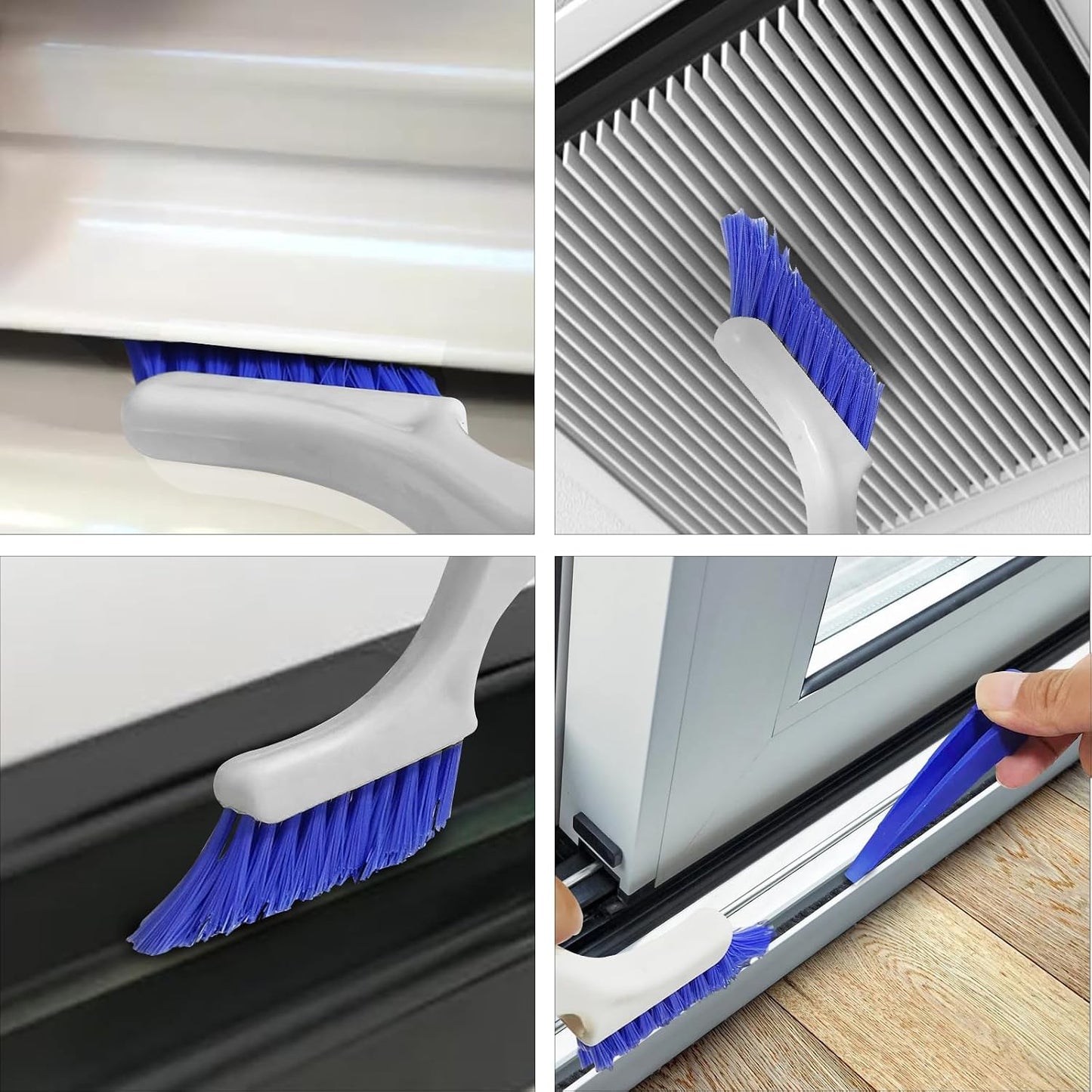 Asltw Small Scrub Brush Set, 6 pcs Cleaning Brush for Window Tracks, Grout, Corners and Crevices, Angled Bristles for Deep Cleaning, Multi Purpose Detail Brush for Kitchen and Bathroom (Silvery white)