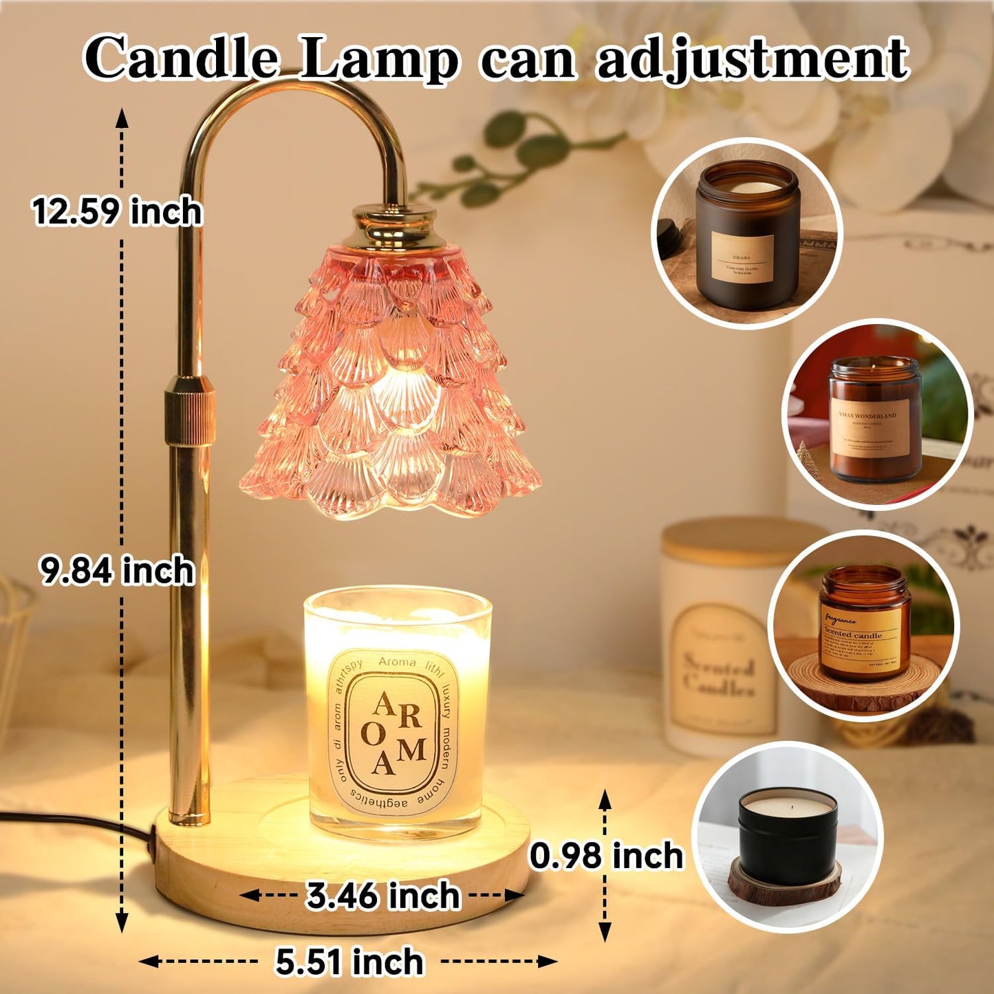 Fragrance Candle Warmer Lamp with 2 Bulbs Electric Candle Warmer with Timer & Dimmer for Home Decor