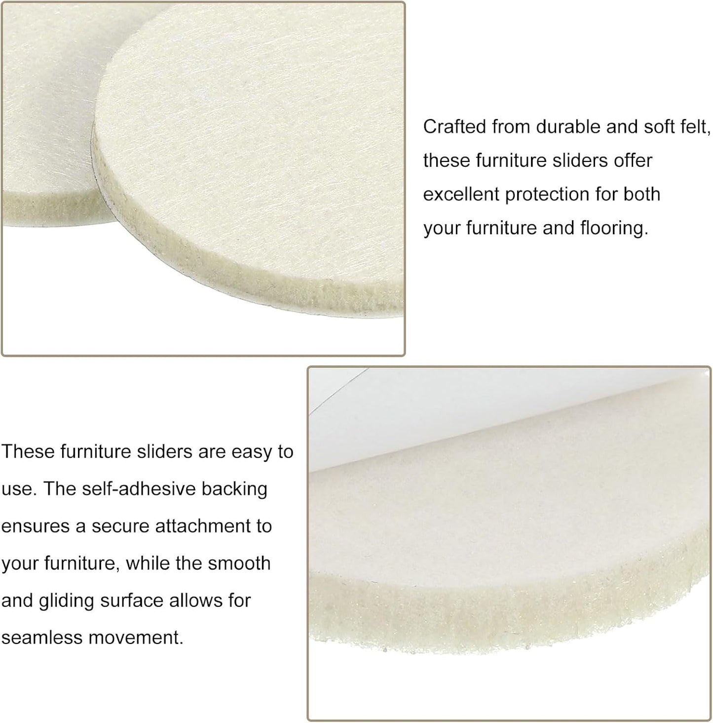 uxcell Furniture Pads, 50Pcs 1.25" - Round Self Adhesive Felt Furniture Pads, Floor Protectors for Furniture Feet Chairs Legs Hardwood Floors (Beige)