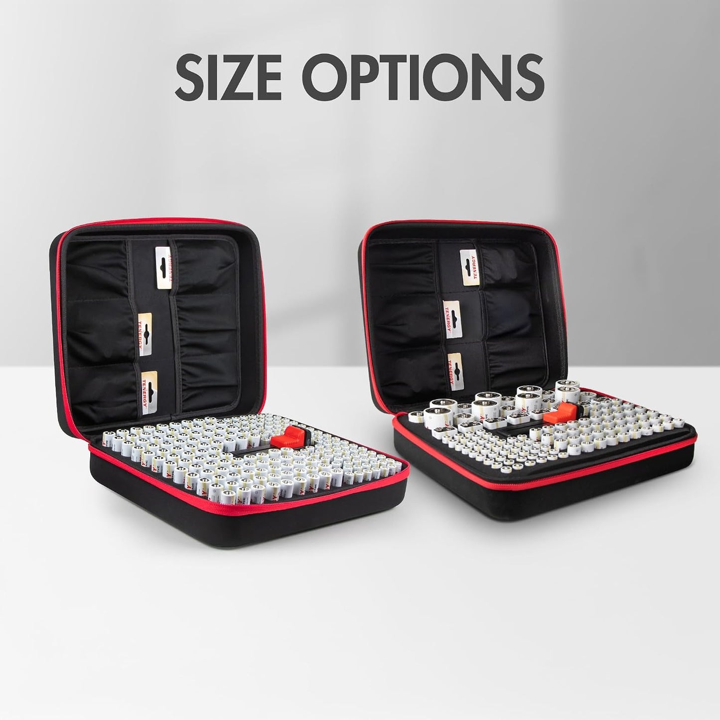 Tenergy Battery Organizer Storage Case with Battery Tester, Holds 60 Batteries AA AAA C D 9V (Batteries not Included)