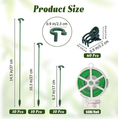 Pack of 30 Small Plant Stakes for Indoor Plants | 3 Size 6.7/10.7/14.6/ Inches Single Stem Plant Support Stakes for Phalaenopsis/Orchid Flower/Roses/Chrysanthemum/Succulent