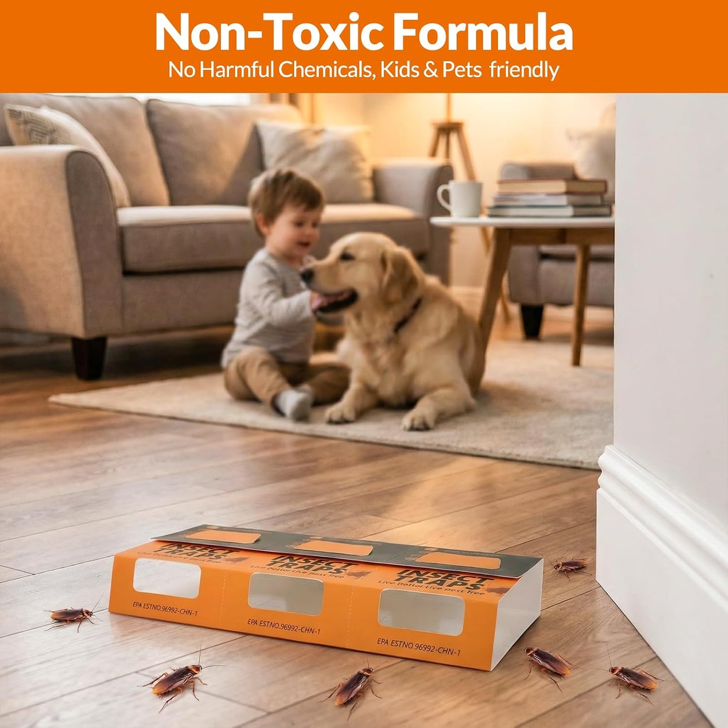 20 Pack Roach Traps, Cockroach Traps Indoor Home, Glue Roach Traps, Child & Pets Safe(Upgrade Recipe)
