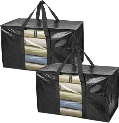 BALEINE 6-Pack Oversized Moving Bags with Reinforced Handles, Heavy-Duty Storage Tote for Clothes, Moving Supplies (Clear, 6-Pack)