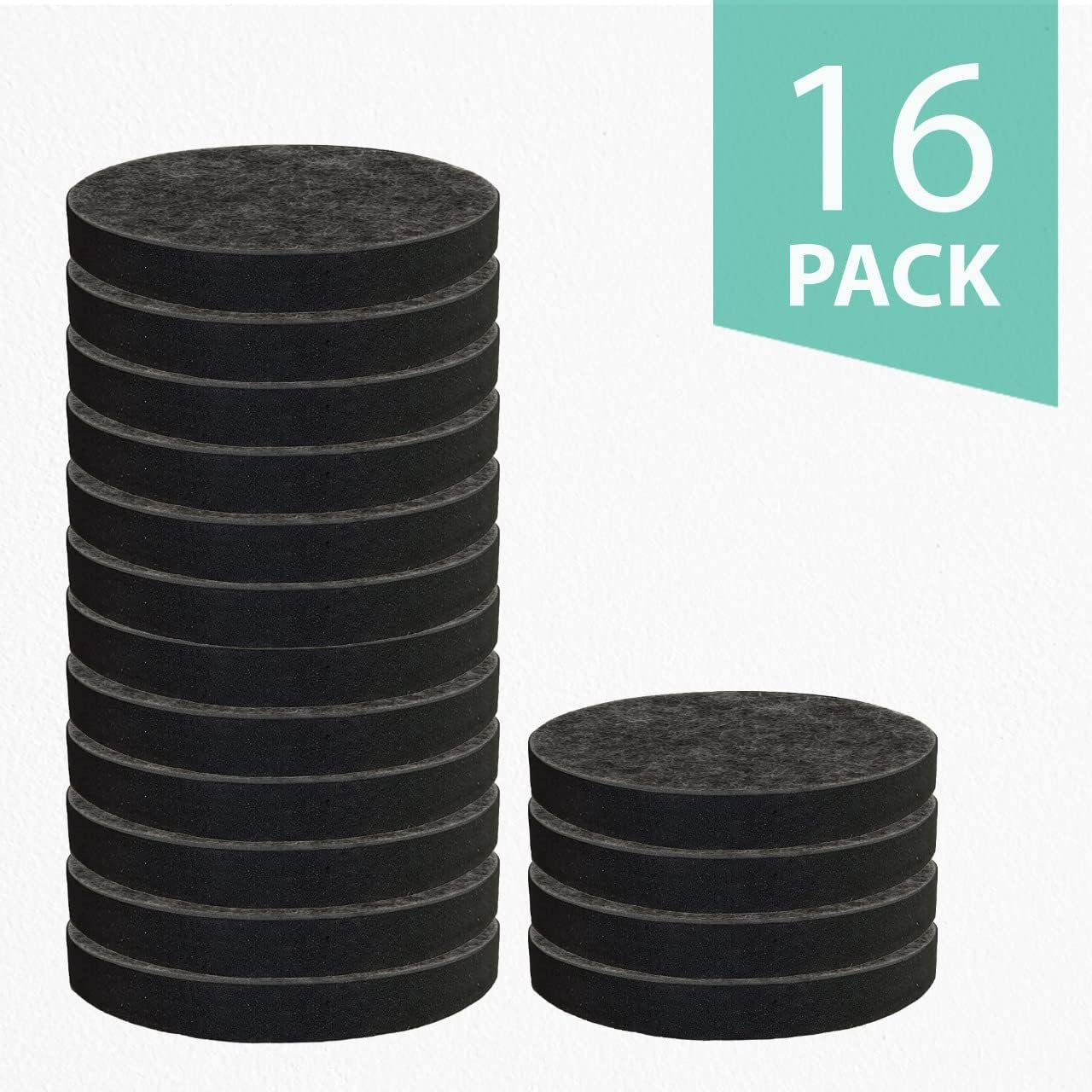 Performore 16 Pack Heavy-Duty Felt Furniture Sliders 3.5-Inch Round Floor Protectors Reusable Pads for Moving Chairs, Sofas, Tables on Carpet & Hardwood