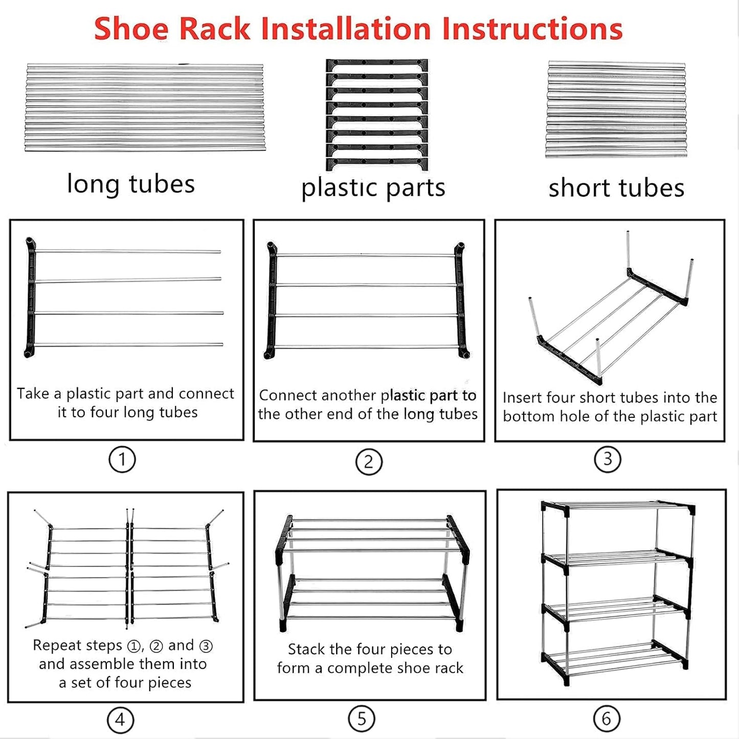 3-Tier Stackable Small Shoe Rack, Lightweight Shoe Shelf Storage Organizer for Entryway, Hallway and Closet(Black)